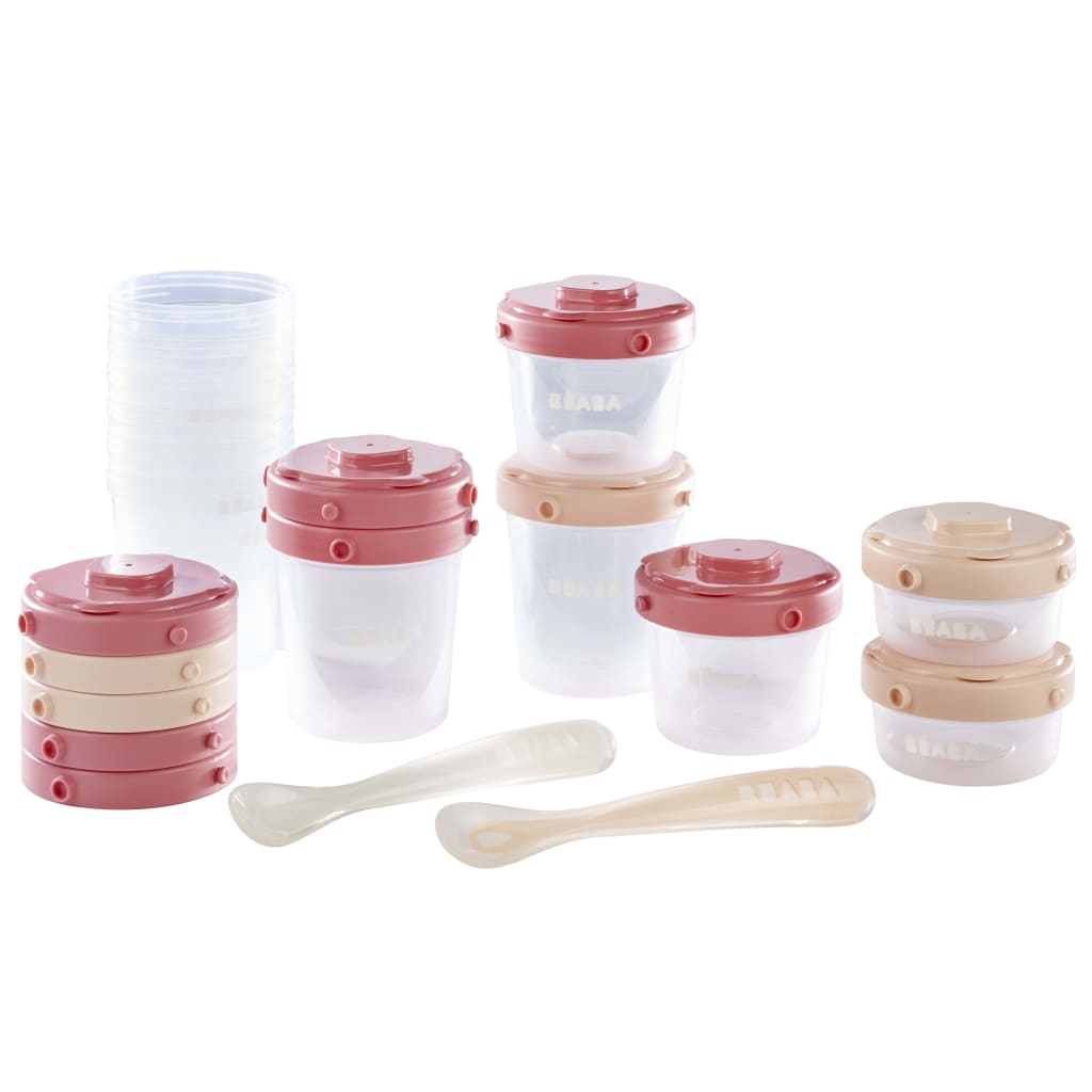 Beaba Voedselcontainerset 1st Meal Set roze en koraalrood