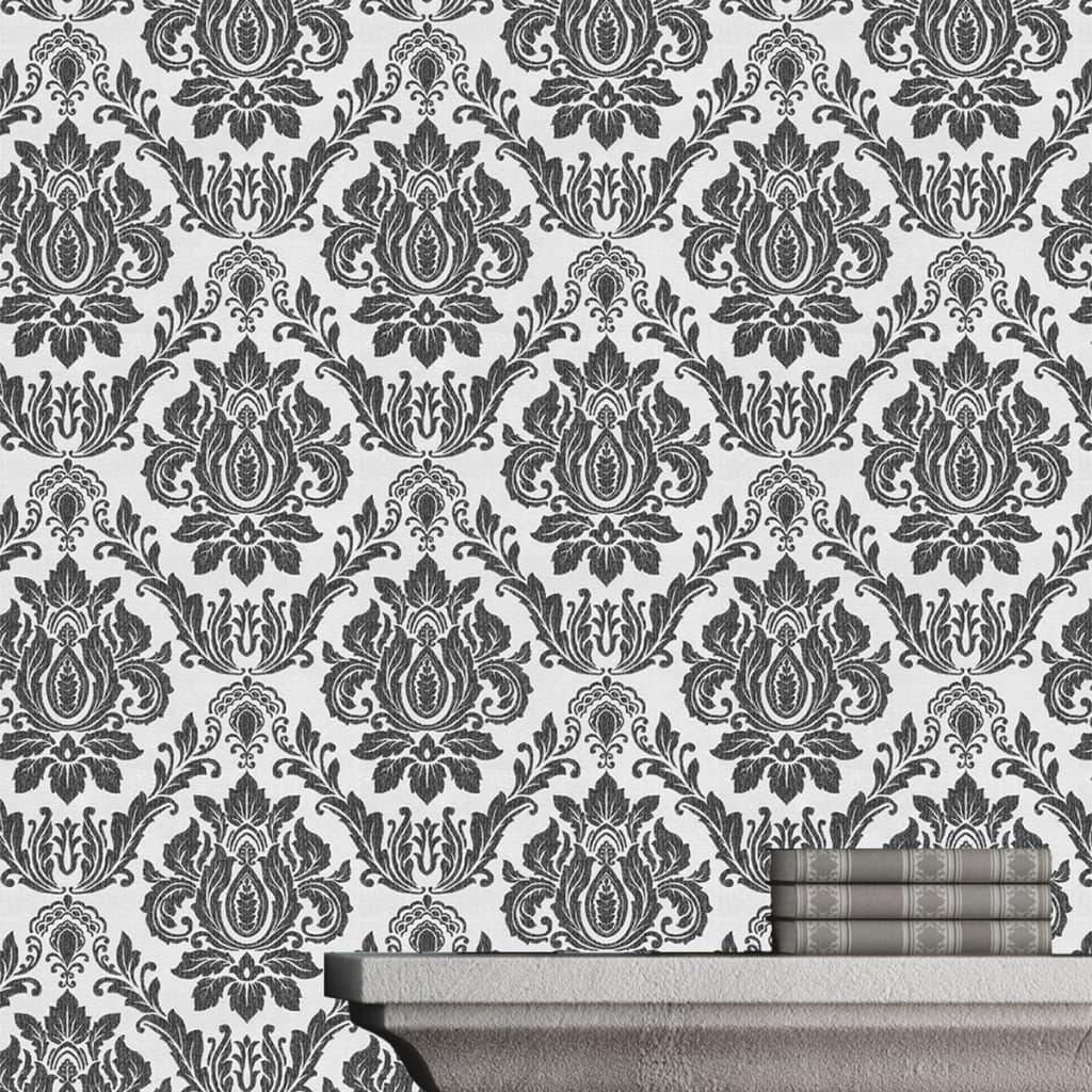 DUTCH WALLCOVERINGS Behang barok wit en zwart 02508-20