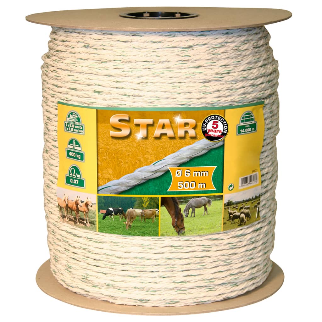 Kerbl schrikdraad Star 500 m wit-groen 6 mm 44537