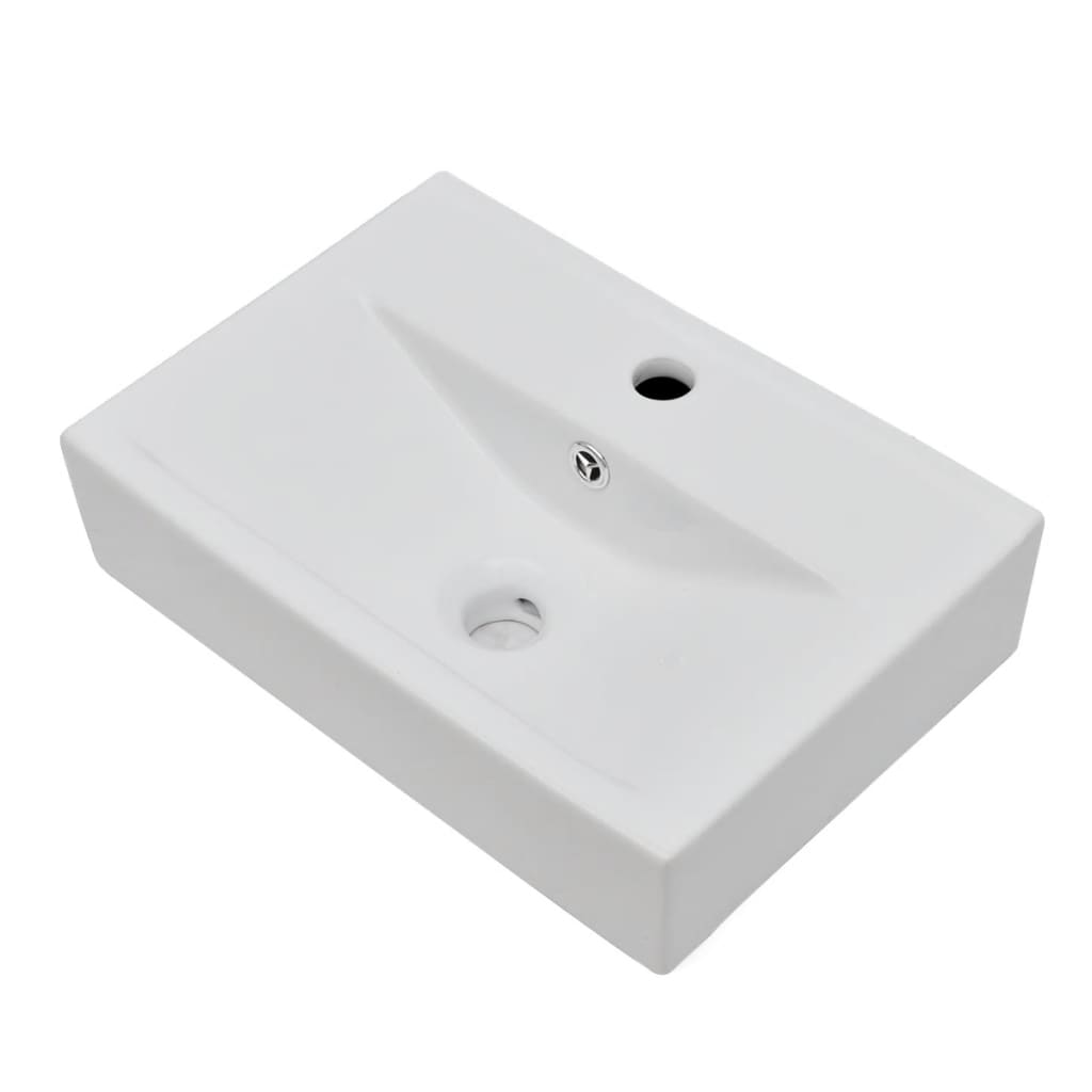 vidaXL Bathroom Basin Ceramic White 18.3"x12.6"x4.5"