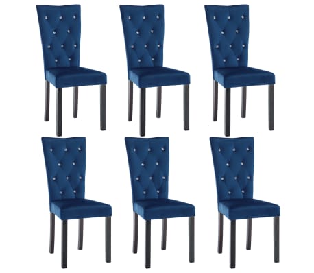 vidaXL Chaises de salle à manger 6 pcs Bleu foncé Velours vidaXL fr