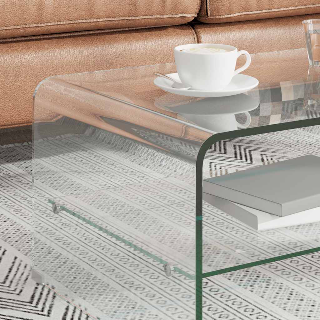 vidaXL Salontafel 98x45x31 cm gehard glas transparant 
vidaXL Salontafel 98x45x31 cm gehard glas transparant