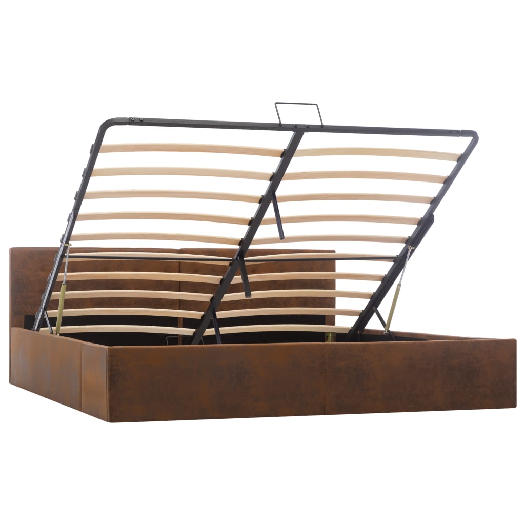 vidaXL Bedframe met opslag hydraulisch stof bruin 180x200 cm