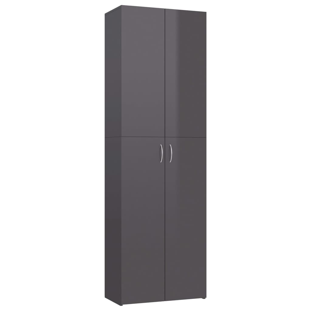 vidaXL Office Cabinet High Gloss Gray 23.6"x12.6"x74.8" Chipboard