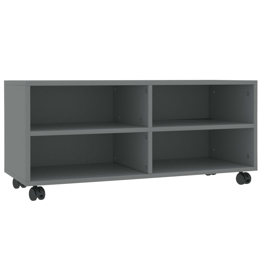 vidaXL TV Cabinet with Castors Gray 35.4"x13.8"x13.8" Engineered Wood