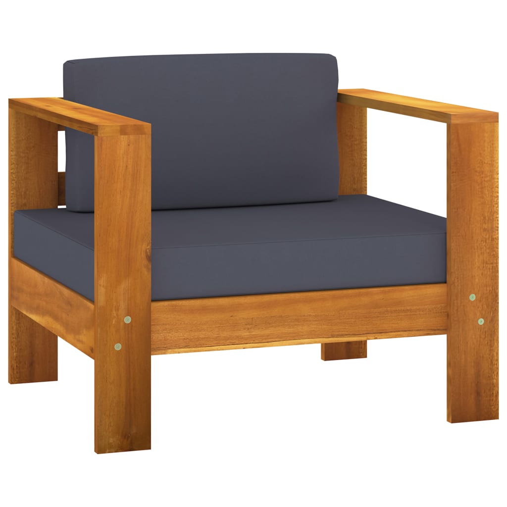 vidaXL Patio Sofa Chair with Cushion Dark Gray Solid Acacia Wood