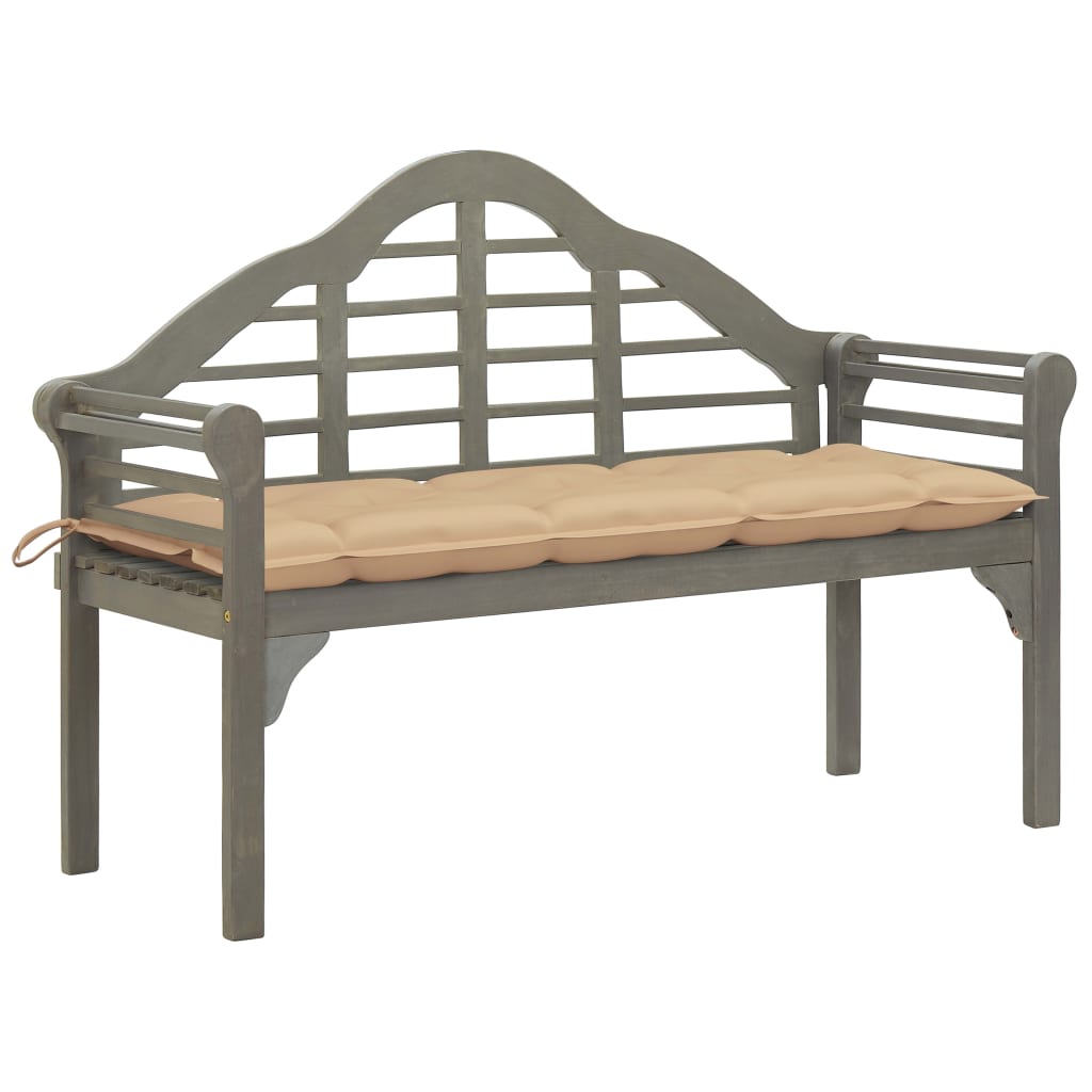 

vidaXL Patio Queen Bench with Cushion 53.1" Solid Acacia Wood Gray