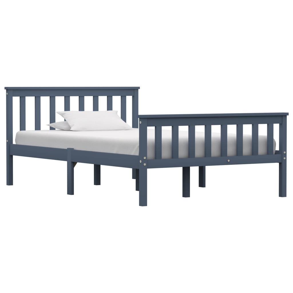 vidaXL Bedframe met 2 lades massief grenenhout grijs 120x200 cm