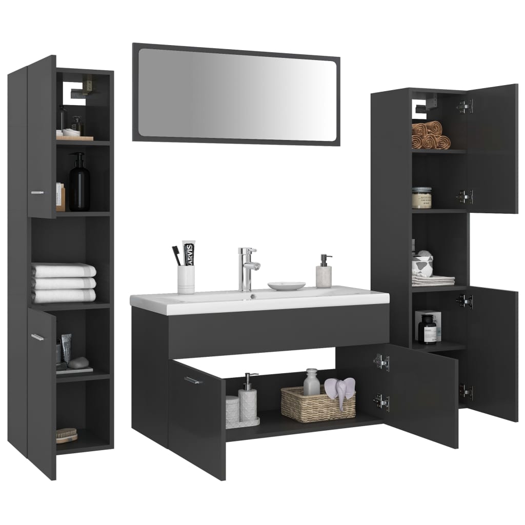 vidaXL Badkamermeubelset spaanplaat grijs
vidaXL Badkamermeubelset spaanplaat grijs