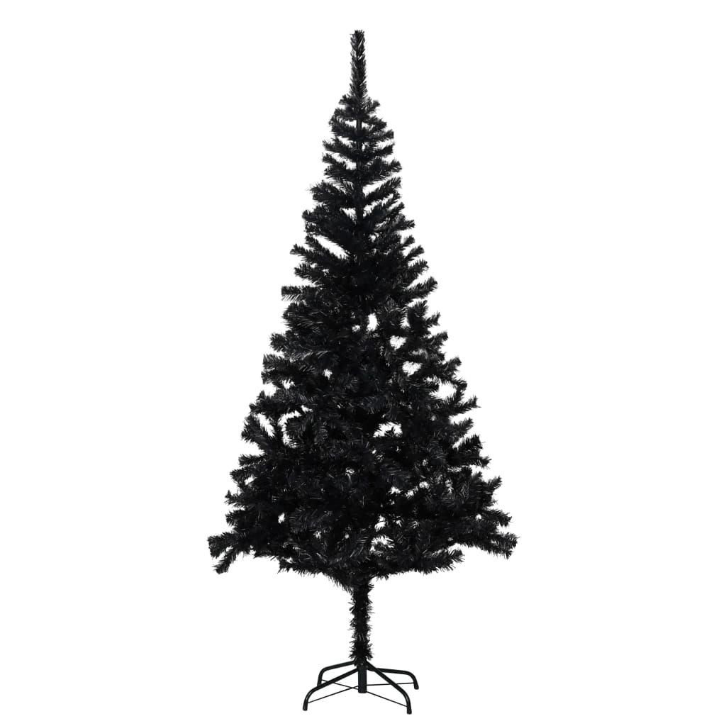 vidaXL Kunstkerstboom met LED's en standaard 210 cm PVC zwart