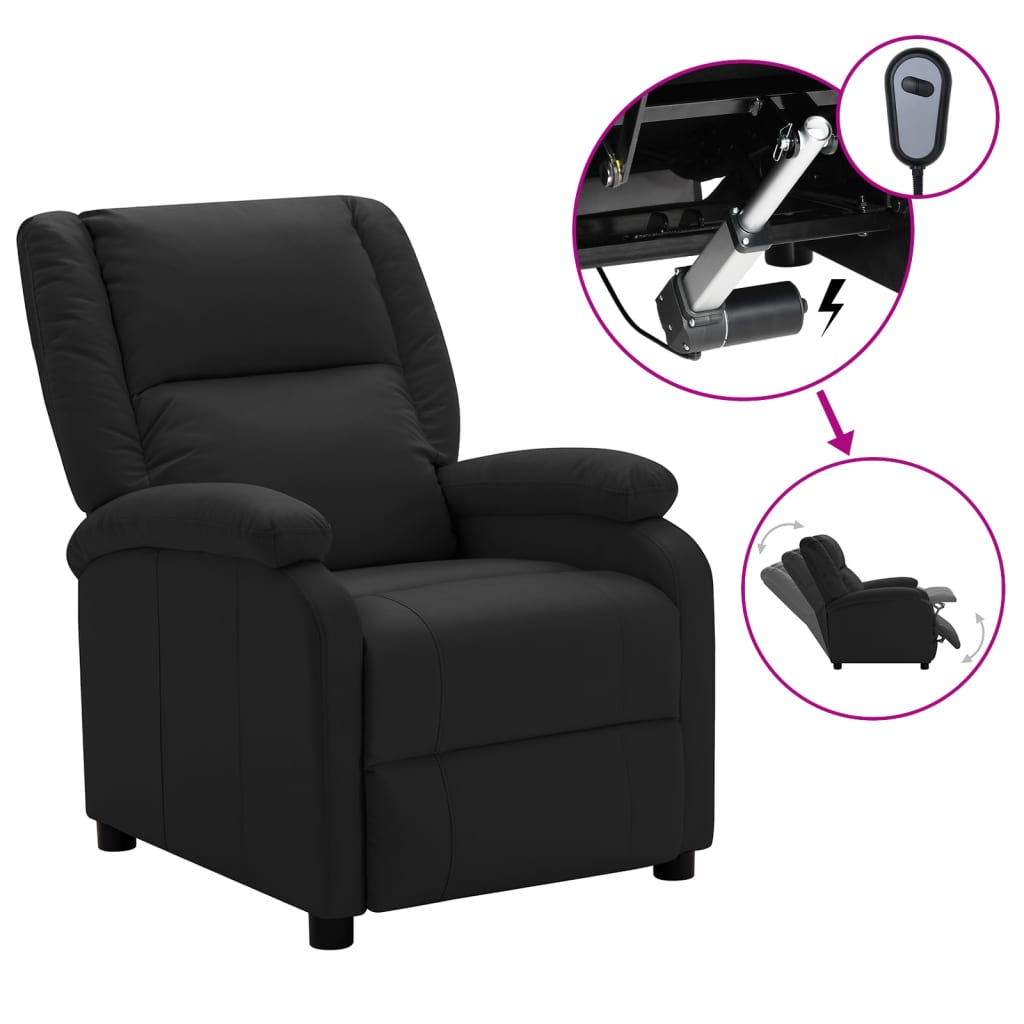 vidaXL Electric TV Armchair Black Faux Leather