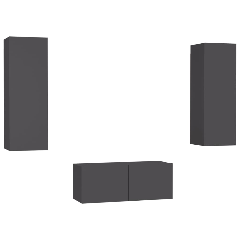 vidaXL 3 Piece TV Cabinet Set Gray Chipboard
vidaXL 3 Piece TV Cabinet Set Gray Chipboard