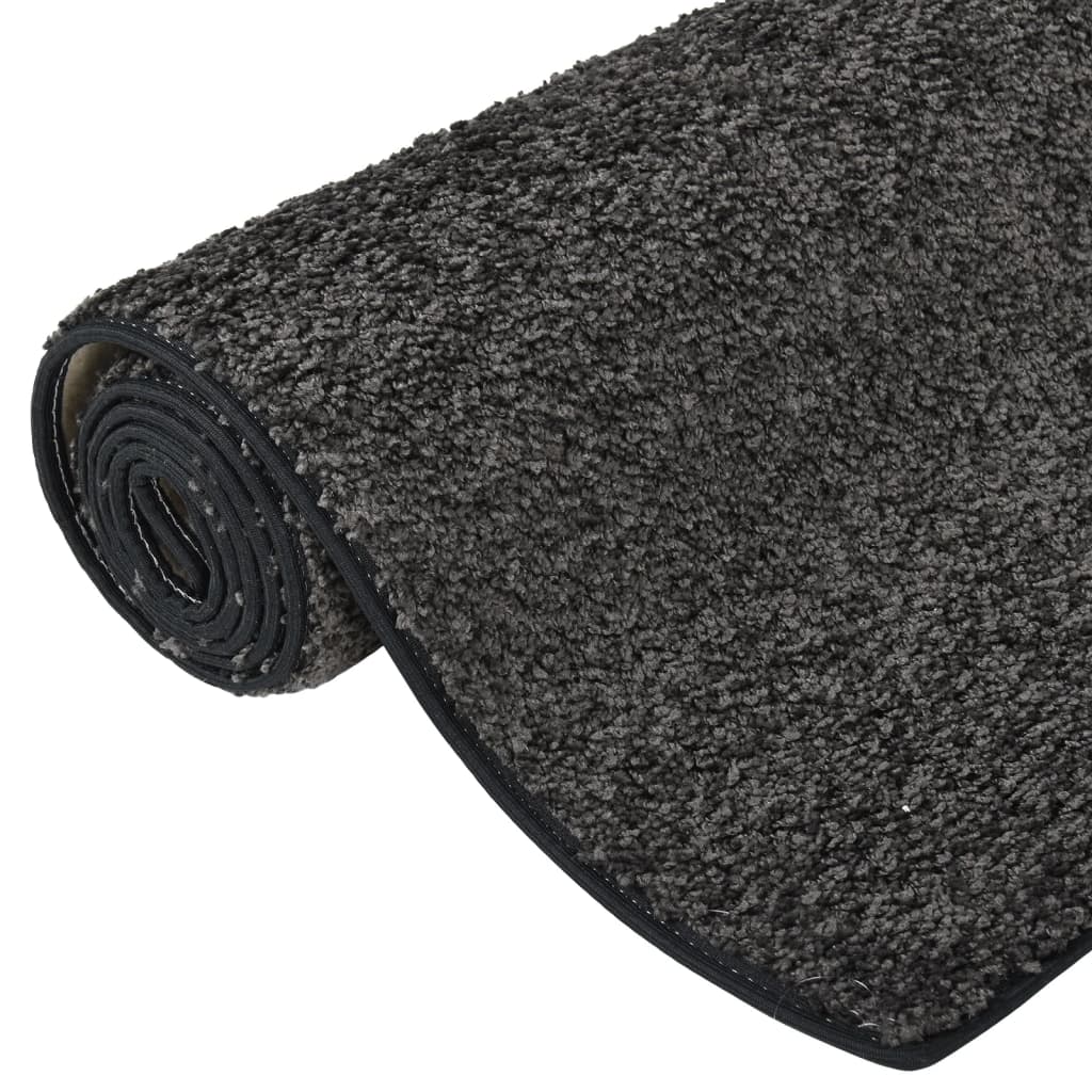 vidaXL Vloerkleed zachte pool anti-slip 67x180 cm antracietkleurig