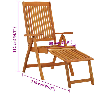 VidaXL Folding Patio Chairs With Footrests 2 Pcs Solid Wood Eucalyptus