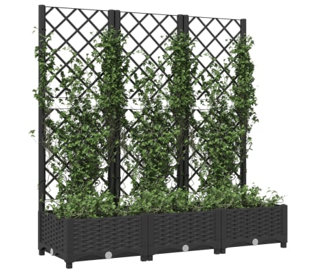 VidaXL Plantenbak Met Latwerk 120x40x121 5 Cm Polypropeen Zwart Kopen