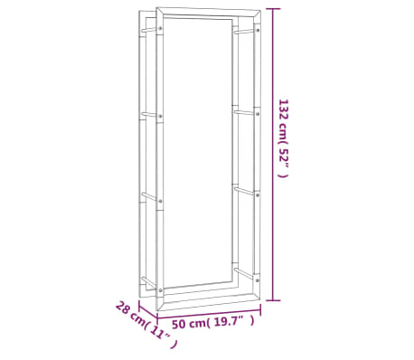 VidaXL Stojak Na Drewno Matowy Czarny 50x28x132 Cm Stalowy Sklep