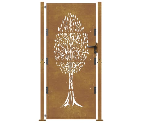 VidaXL Portail De Jardin 105x180 Cm Acier Corten Conception De L Arbre