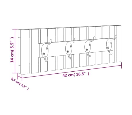 VidaXL Perchero De Pared Madera Maciza De Nogal 42x8 5x14 Cm VidaXL Es