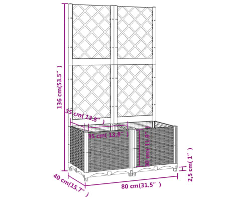 Vidaxl Vaso Floreira Jardim C Treli A X X Cm Pp Cinza Claro