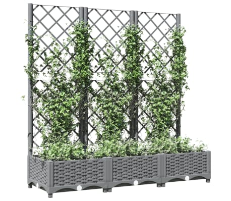 VidaXL Plantenbak Met Latwerk 120x40x121 5 Cm Polypropeen Lichtgrijs