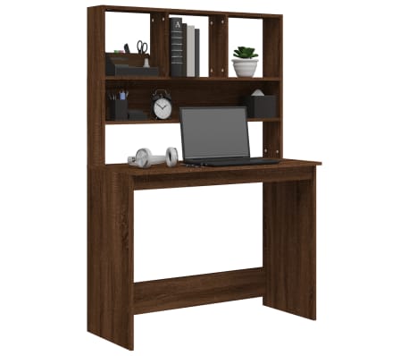 Vidaxl Desk With Shelves Brown Oak X X Cm Engineered Wood