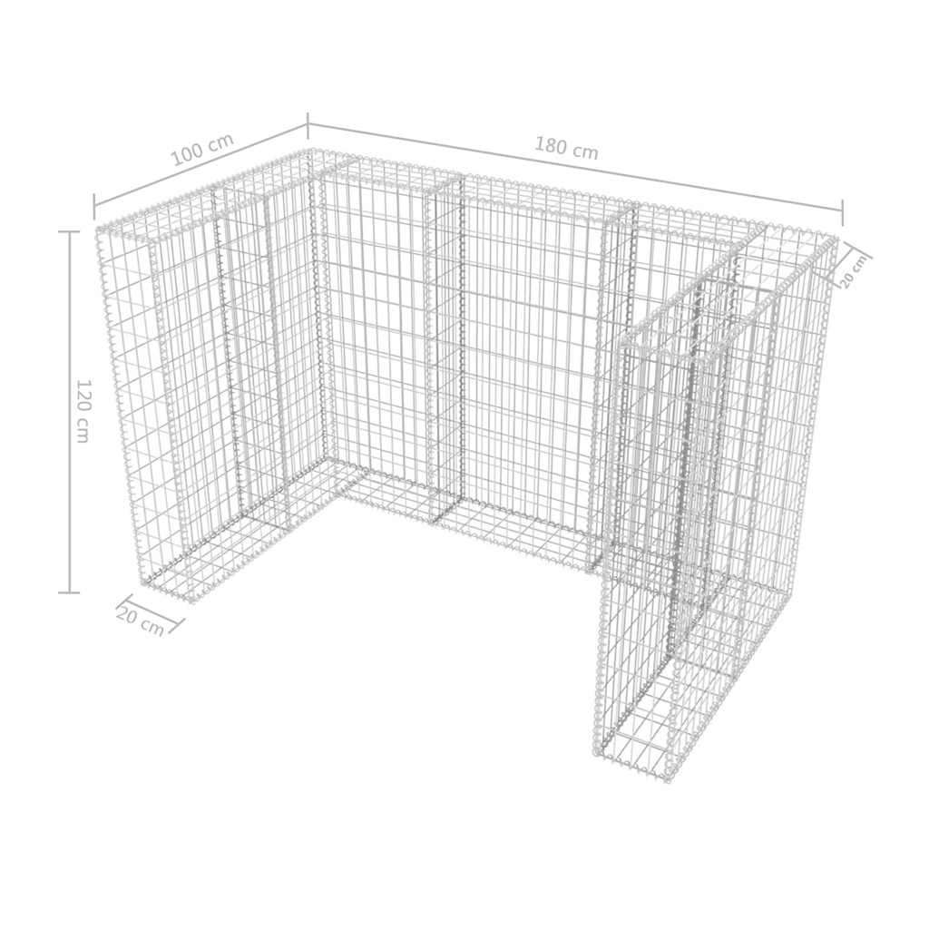 vidaXL Cadre à Gabion de Poubelle Double Acier 180x100x120 cm Panier à Pierres