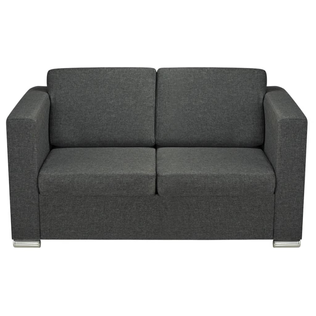 vidaXL Canapé à 2 places Sofa pour salon bureau séjour Tissu Gris foncé