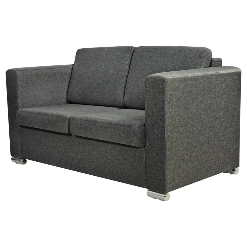 vidaXL Canapé à 2 places Sofa pour salon bureau séjour Tissu Gris foncé
