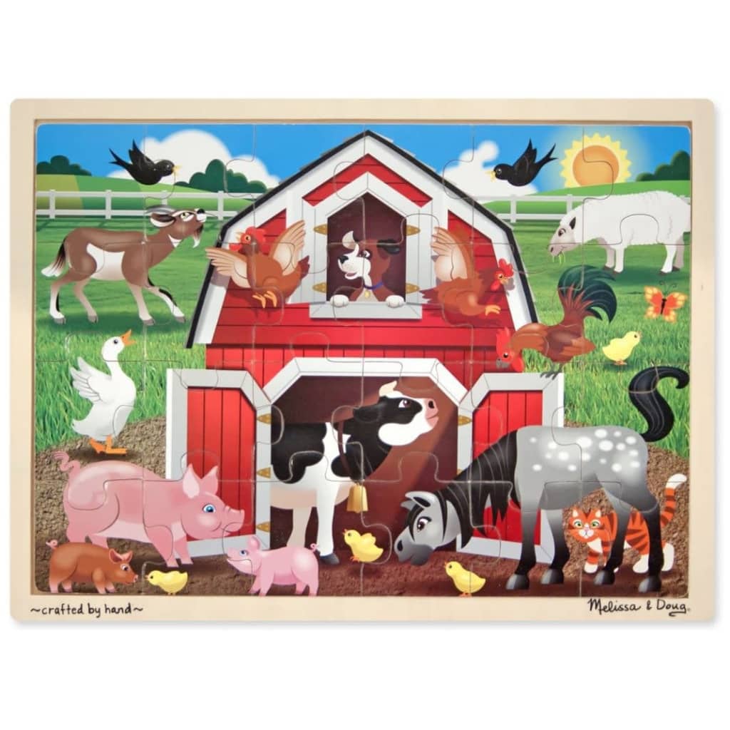 Melissa & Doug houten legpuzzel barnyard buddies 24 stukjes