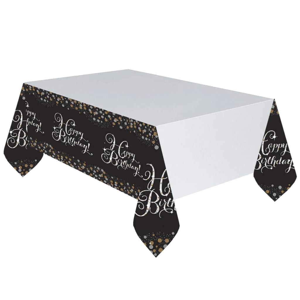 Amscan tafelkleed met tekst zwart/wit 120x180 cm