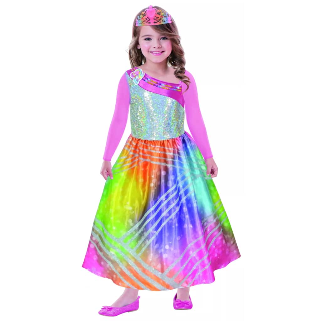Barbie verkleedjurk Rainbow Magic met tiara maat 104