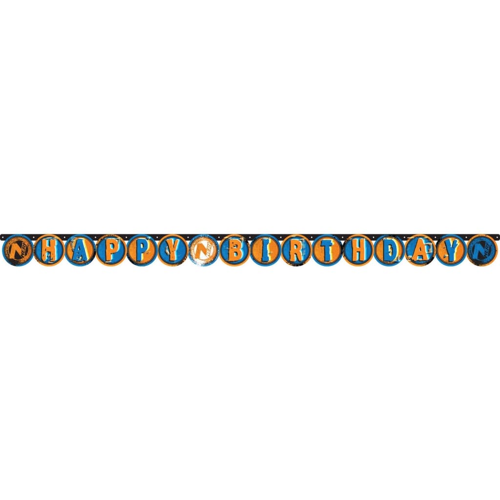 Nerf slinger Happy Birthday 204 cm oranje/blauw