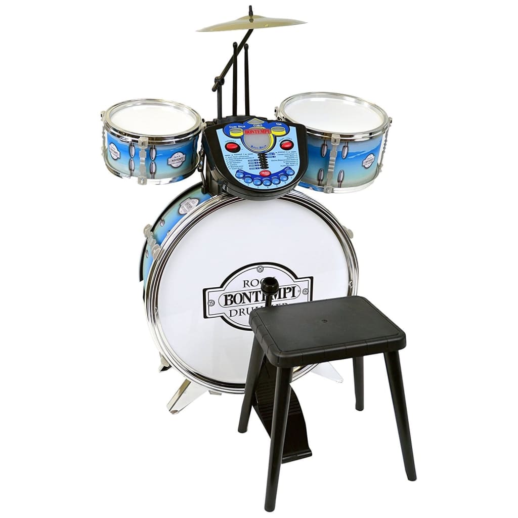 Bontempi drumstel RockDrummer met tutor 4-delig blauw