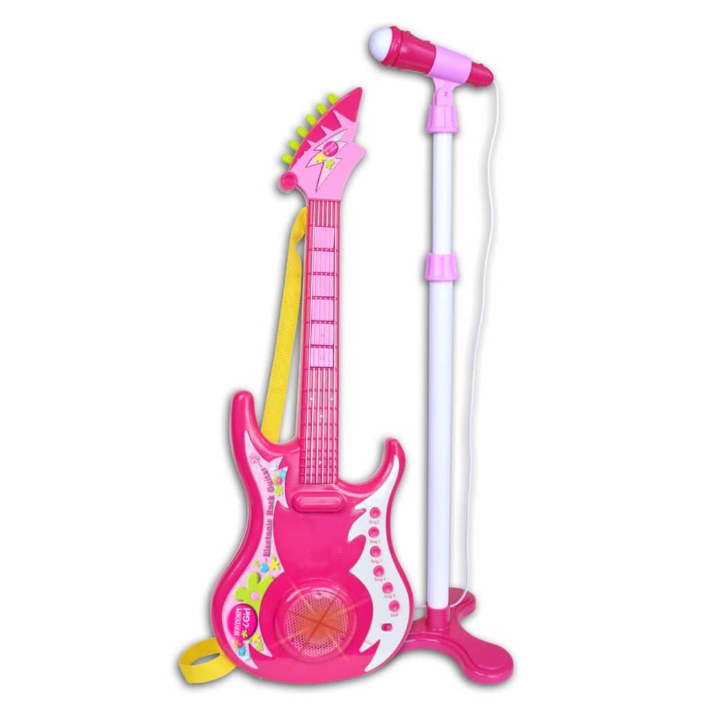 Bontempi elektrische rockgitaar met microfoon 89 cm roze