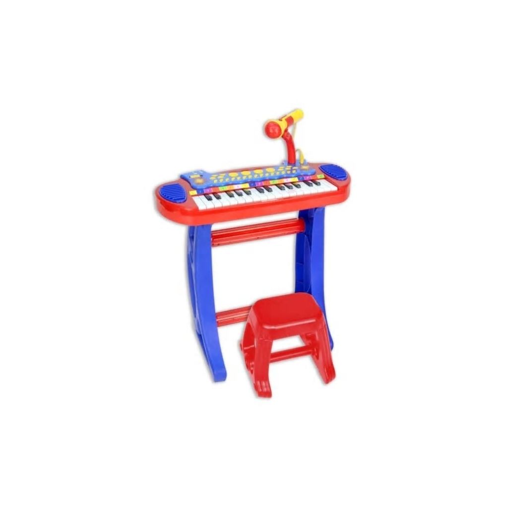 Bontempi Keyboard Staand met Microfoon en kruk Rood