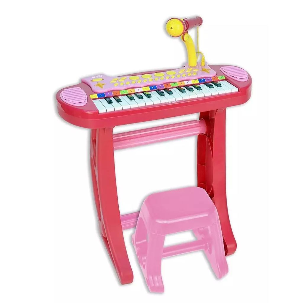 Bontempi Keyboard Staand met Microfoon en kruk Roze