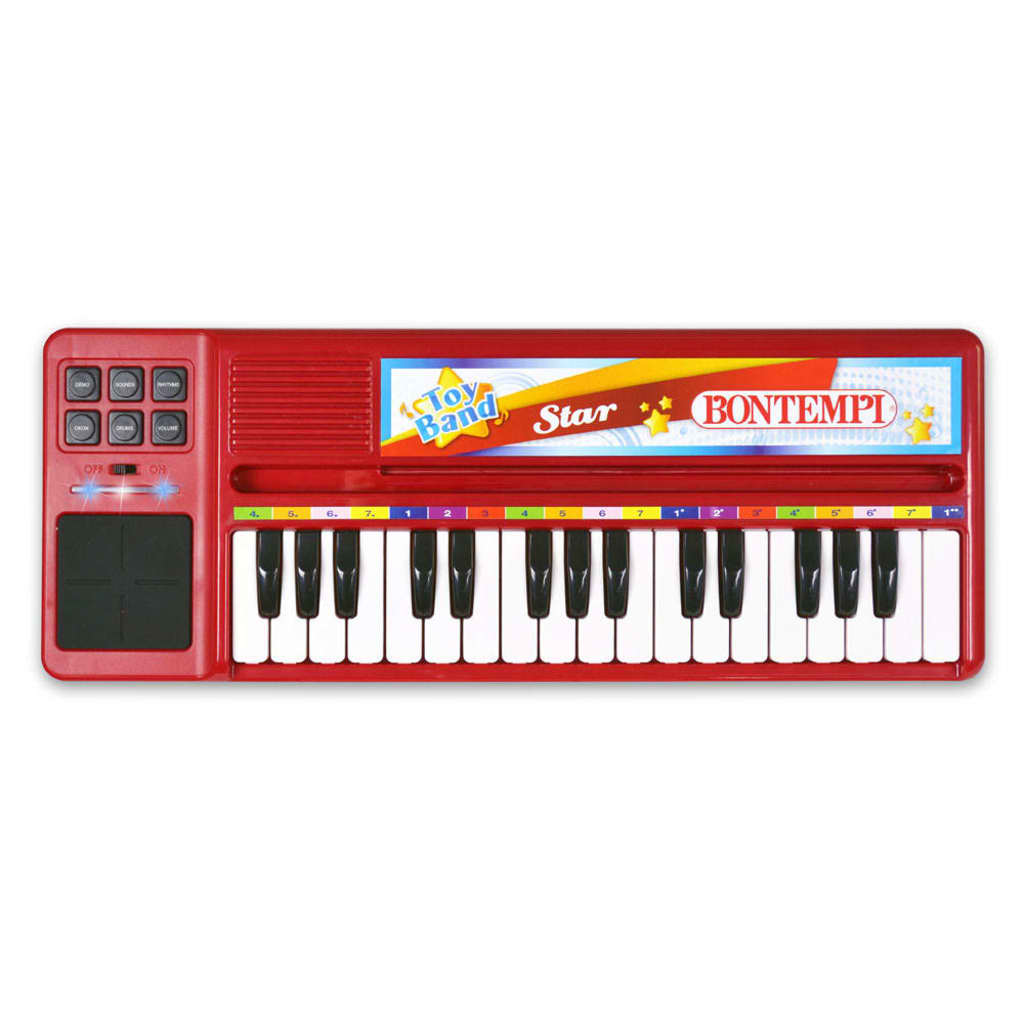 Bontempi Keyboard elektronisch met 32 toetsen rood