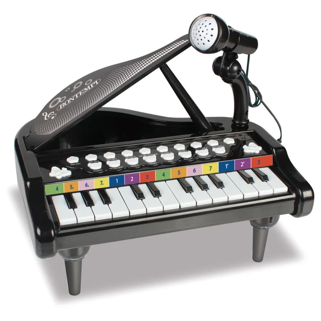 Bontempi elektronische piano met microfoon 30 cm zwart