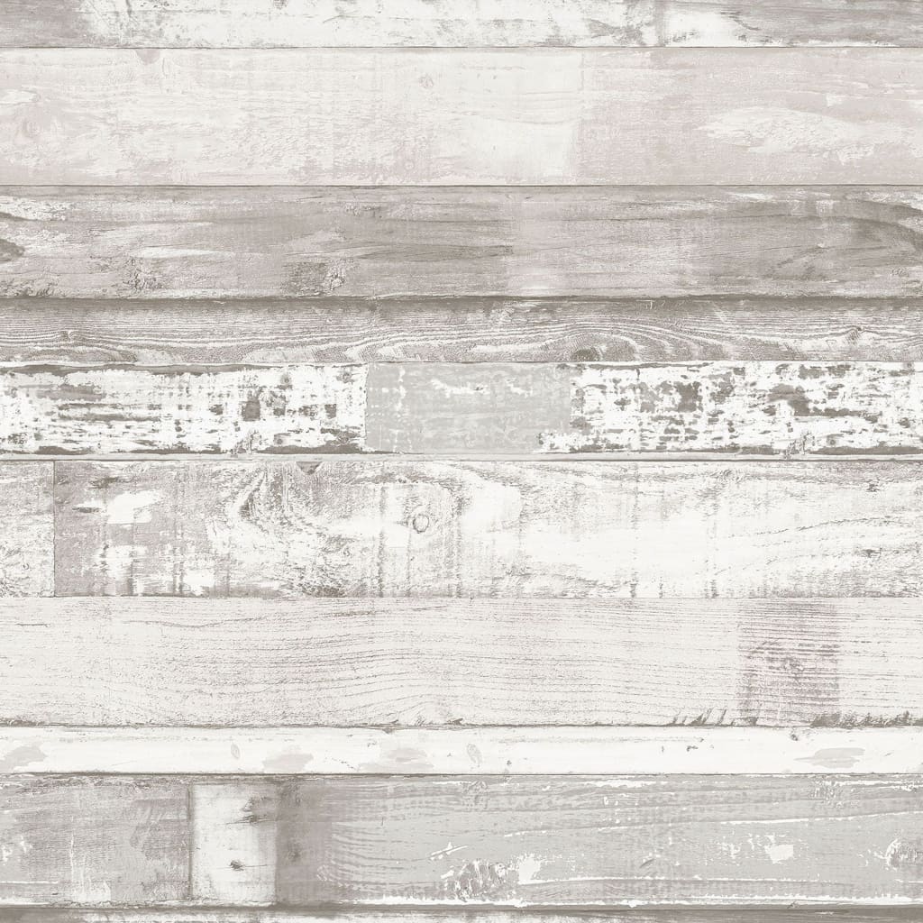 Homestyle Papier peint Wood Blanc cassé et gris