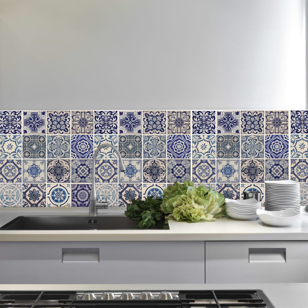 

WALPLUS Decoratiesticker 4 st Spaans 54x54 cm blauw
