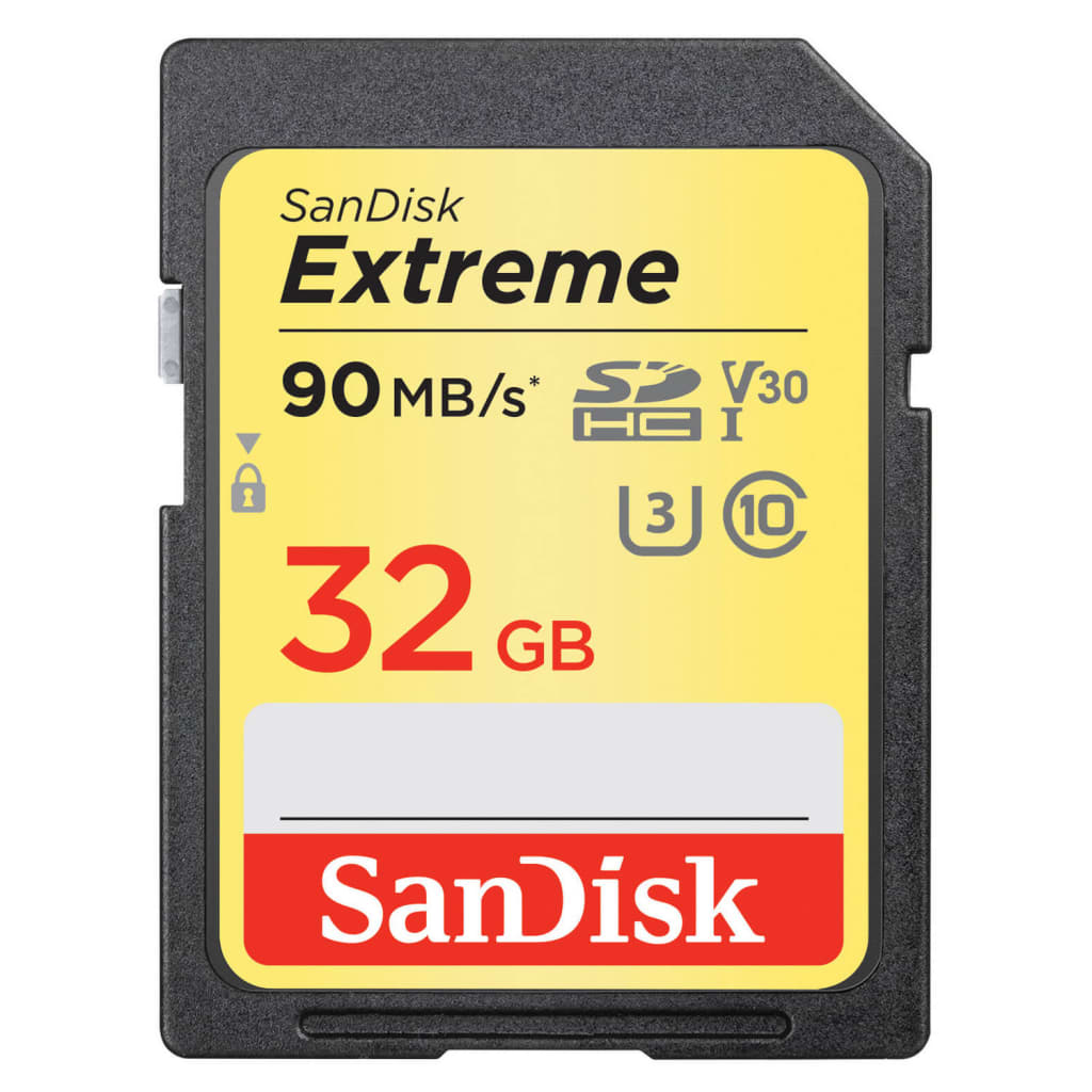 SanDisk Extreme, 32 GB 32GB SDHC UHS-I Klasse 10 flashgeheugen Zwart