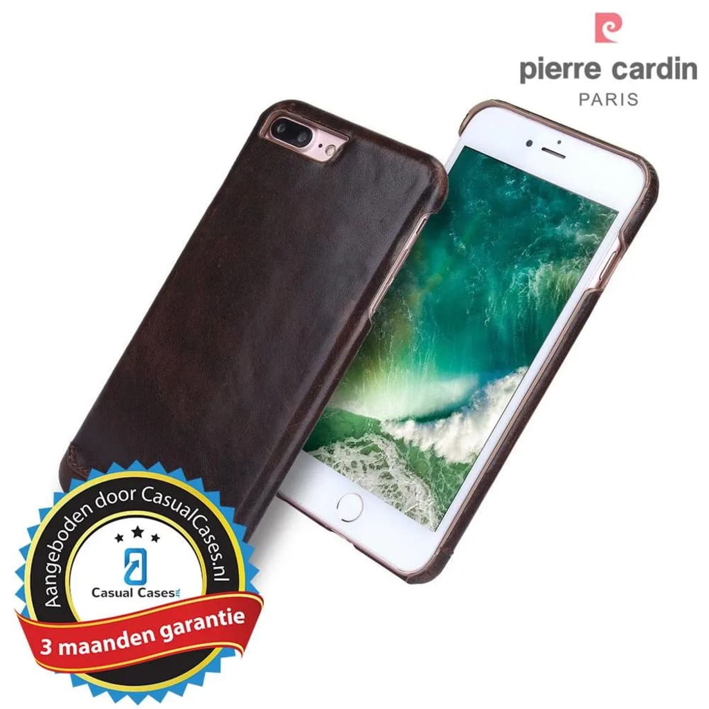 Pierre Cardin lederen hardcase iPhone 7 Plus / 8 Plus coffee