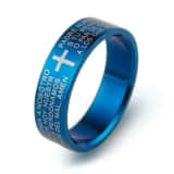 Ring with the Lord's Prayer in Spanish - Blue