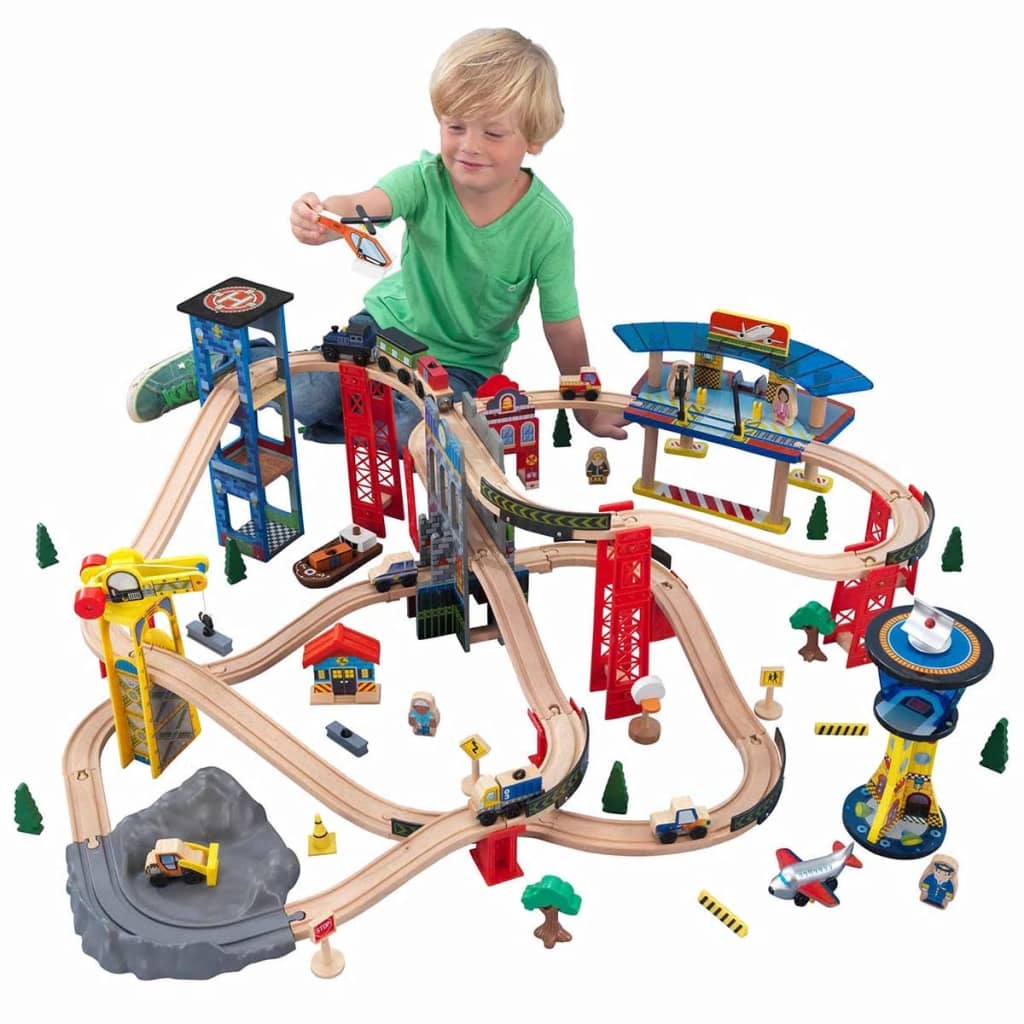 

KidKraft Super snelweg treinen set meerkleurig hout 83-delig 17809