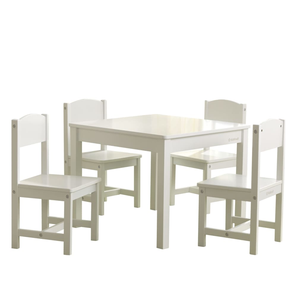 425361 KidKraft Farmhouse Table with 4 Chairs White