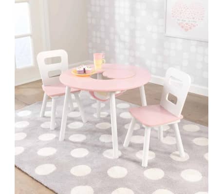 KidKraft Kinderopbergtafel en stoelen set roze massief hout 26165