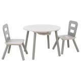 KidKraft Kindertisch mit 2 Stühlen Grau Massivholz 26166