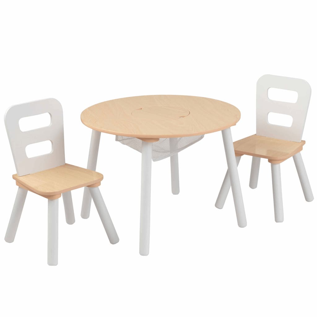 KidKraft Kinderopbergtafel en stoelen set bruin massief hout 27027