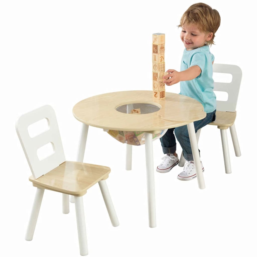 

KidKraft Kinderopbergtafel en stoelen set bruin massief hout 27027