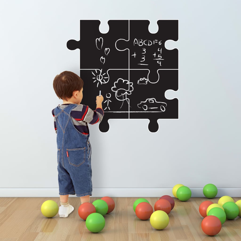 WALPLUS Autocollant de décoration tableau noir Puzzle 54x54 cm Noir